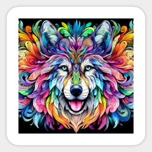 Psychedelic illustration of a wolf Sticker